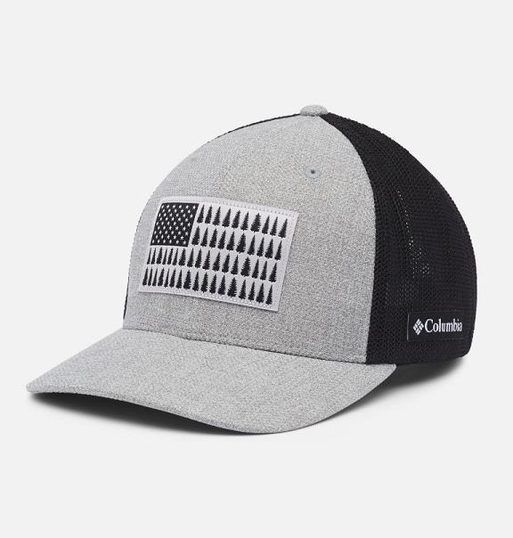 Columbia PFG Mesh Tree Flag Hats Grey Black For Men's NZ4957 New Zealand